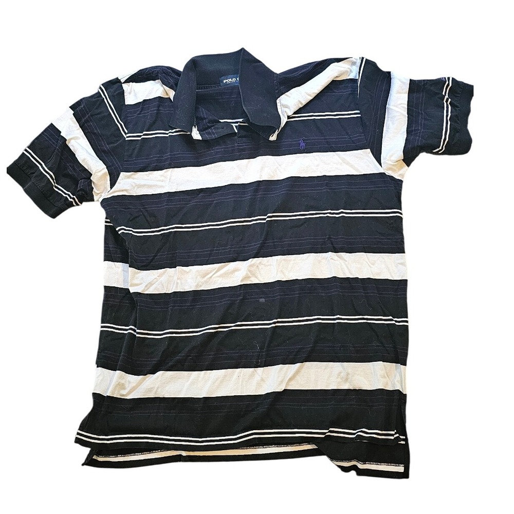 Polo Golf Ralph Lauren Striped Golf Polo Shirt Black White Belleair CC Size‎ L